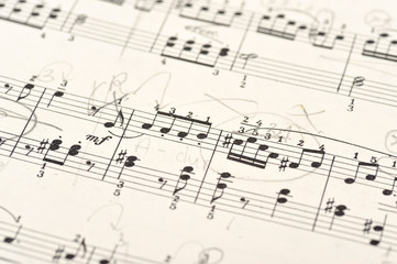 Sheet music notation close-up 