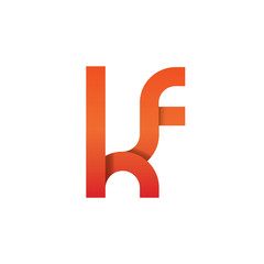 Initial Letter KF HF Rounded Lowercase Logo