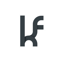 Initial Letter KF HF Rounded Lowercase Logo