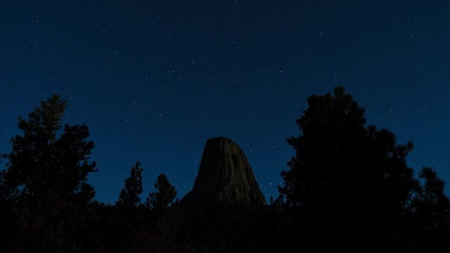 Moonlight and Stars at Devils Tower