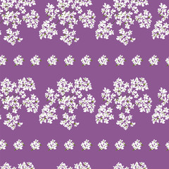Obraz na płótnie Canvas Seamless floral pattern painted by hand. Cute simple white flowers on a purple background. Floral vintage background for textile, cover, wallpaper, gift packaging,printing, scrapbooking.