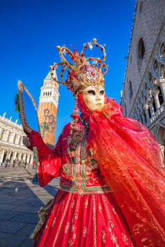 Carnival mask on St. Marks Square in Venice, Italy