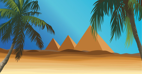 Fototapeta na wymiar desert with pyramid