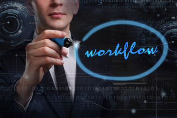 Business, Technology, Internet and network concept. Young busine