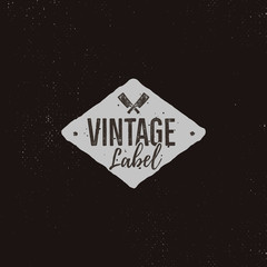 Vintage handcrafted label design. Letterpress effect with typography elements and steak knife cuts. Vector isolated on retro background