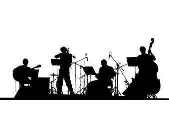 Concert of jazz music on white background