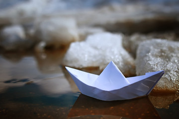 tinted photo paper boat on spring street