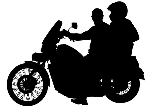 Motorcycl and baeuty women and man on white background