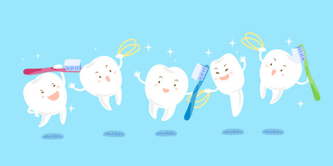 Naklejka premium cute cartoon tooth playing