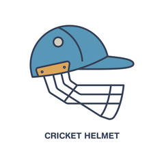 Cricket vector line icon. Helmet logo, equipment sign. Sport competition illustration.