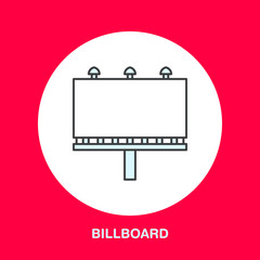 Vector line icon of billboard. Advertising flat sign.