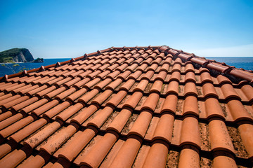 tile roof on the old house in Budva