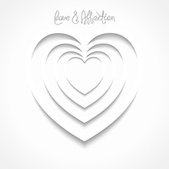 Optical illusion in the heart shape - a symbol of love. Negative space design. Vector 3D illustration