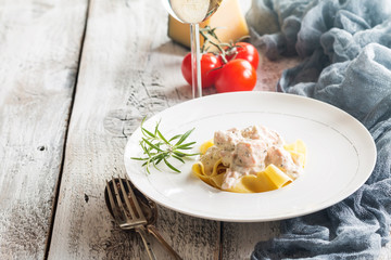 Tagliatelle pasta with Salmon