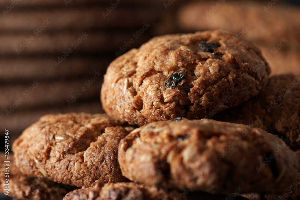 Sticker oat cookies close-up