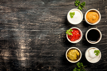 bowls of various dip sauces