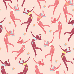 Beach Volleyball.Sport game. Championship. Woman player. Seamless pattern