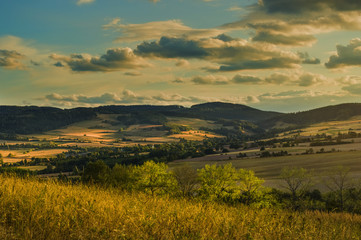 Hills and sky in the evening sun