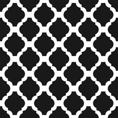 Black and white classic ornament seamless vector pattern. Monochrome geometric abstract repeat background.