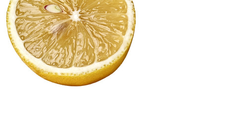 sliced lemon closeup isolated on background