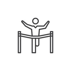 Winner, leader line icon, outline vector sign, linear pictogram isolated on white. Finish line symbol, logo illustration