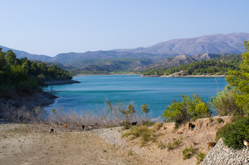 Fototapeta na wymiar Limni Apolakkias lake on Rhodes island, Greece