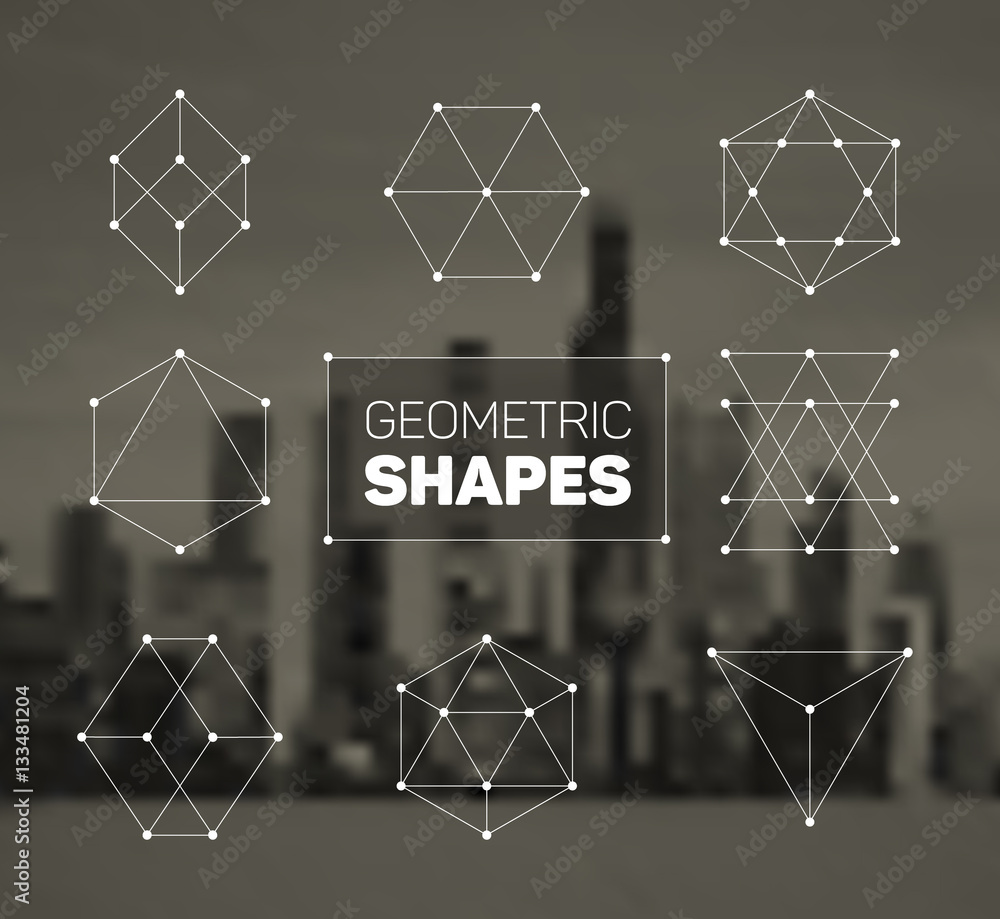 Aufkleber vector abstract regular geometric shapes set