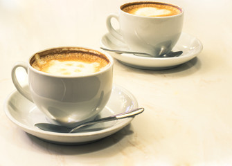 coffee cups on table