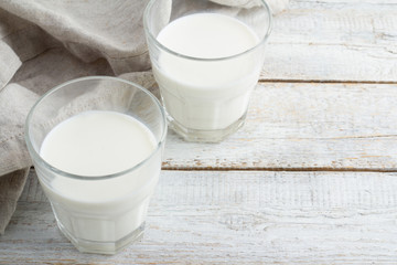 milk in a glass on a white background