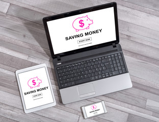 Saving money concept on different devices