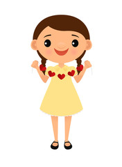 Girl holding a string of paper hearts