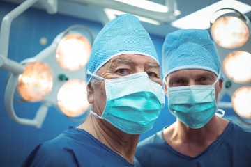 Fototapeta na wymiar Portrait of male surgeons wearing surgical mask
