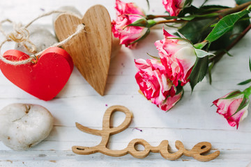 Message Love with the two hearts - Valentine's day concept