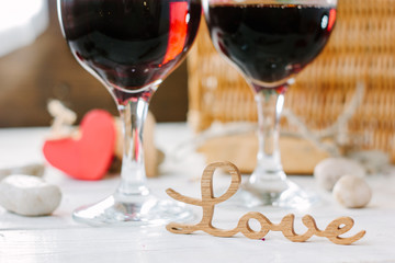 Two glasses of cola on Valentine's day celebration