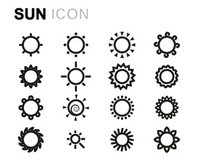 Vector line sun icons set