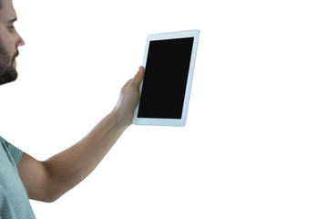 Man holding a digital tablet 