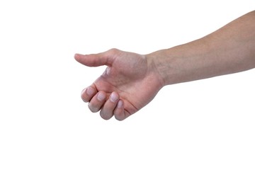 Hand of man pretending to hold an invisible object
