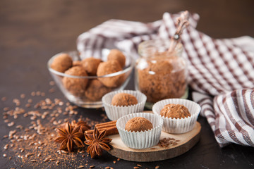 homemade candies on a table, selective focus, copy space