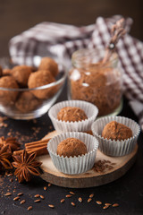 homemade candies on a table, selective focus, copy space