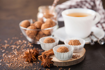 homemade candies on a table, selective focus, copy space