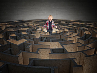 circular maze and child