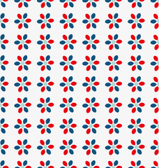 Seamless background with blue and red flowers