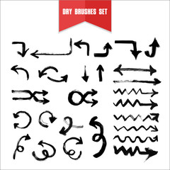 Vector hand drawn grunge dry brush arrows.