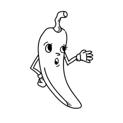 Freehand drawing cartoon character chilli.