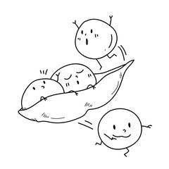 Freehand drawing cartoon character Pea.