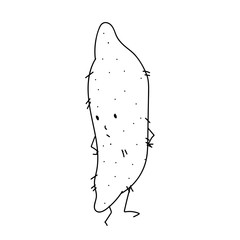 Freehand drawing cartoon character Sweet potato.
