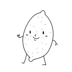 Freehand drawing cartoon character Lemon.