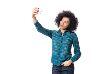 Woman making selfie