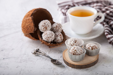 homemade candies on a table, selective focus, copy space