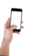 Close-up of hand using mobile phone